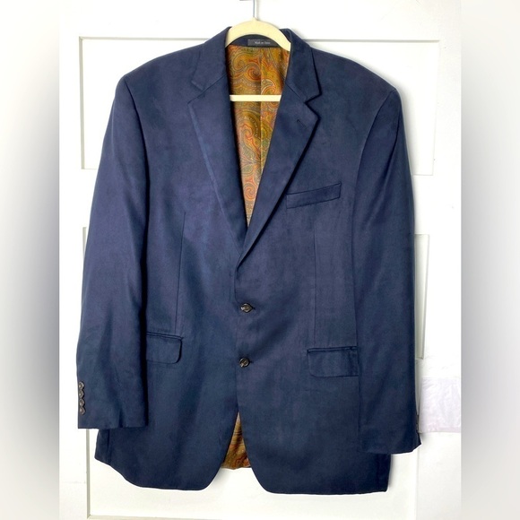 Lauren Ralph Lauren Navy Blue Blazer Size 44 Long Paisley Lining - Picture 1 of 9